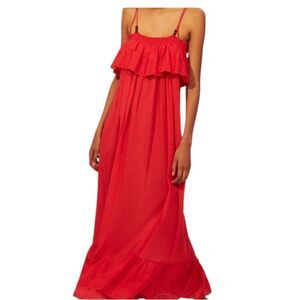 Antik Batik FELICIA EMBROIDERED LONG DRESS Red Small